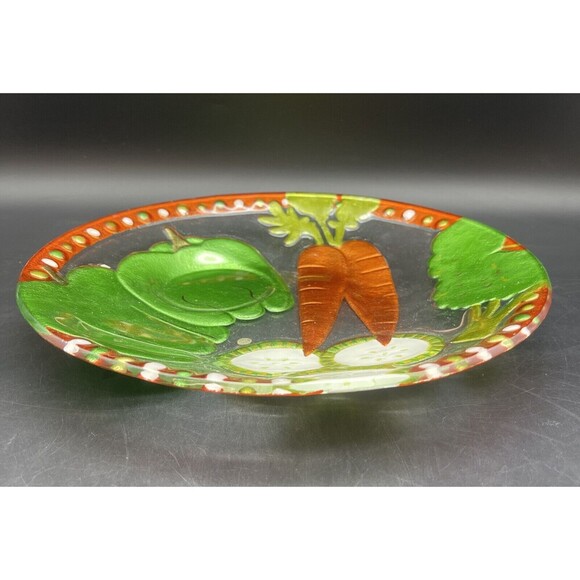 Lori Siebert Silvestri Fusion Glass VEGETABLE Chip Dip Bowl Server Platter NEW! - Picture 3 of 5